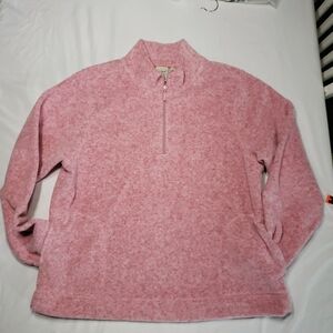 L.L. Bean 1/4 Zip Up Fleecr Sweater in Pink Size L